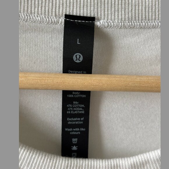 Lululemon Heavyweight Cotton Jersey Long-Sleeve Shirt - White Men's L - Picture 3 of 3